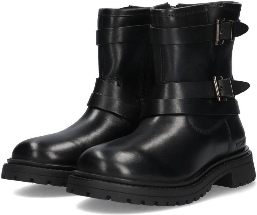 Vingino VIN825585-589 Meisjes Biker Boots Zwart Leer Gesp Met Rits - Foto 2