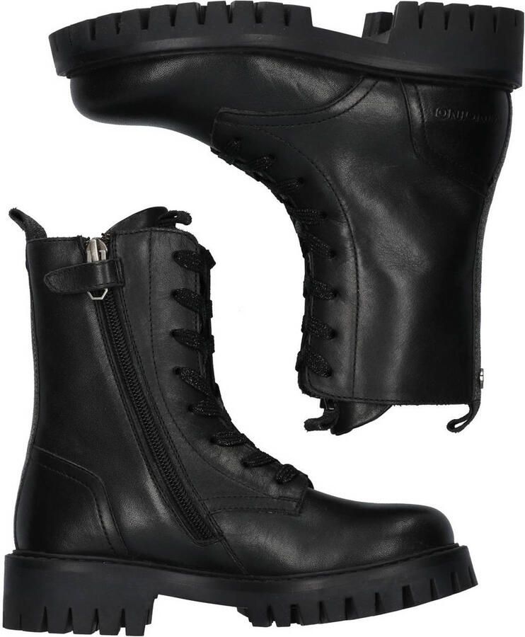 Vingino VIN825581-589 Meisjes Biker Boots Zwart Leer Veters - Foto 4