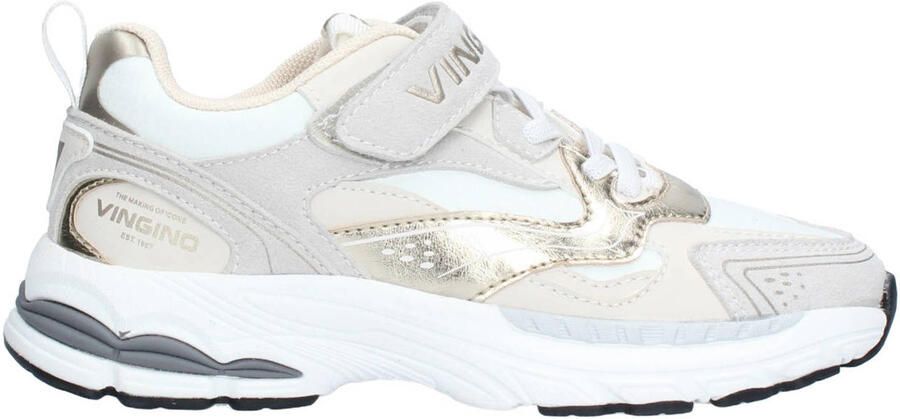 Vingino VIN826032-794 Meisjes Lage Sneakers Beige Leer Suède Veters Met Klittenband