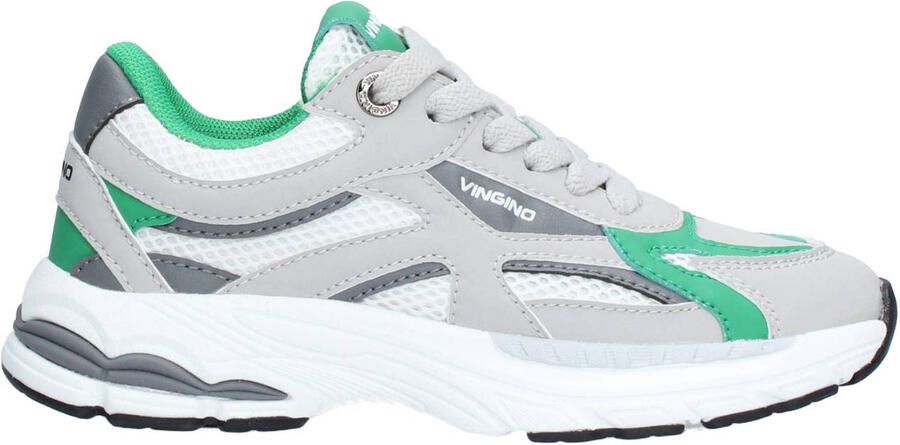 Vingino VIN826030-781 Jongens Lage Sneakers Groen Leer Veters