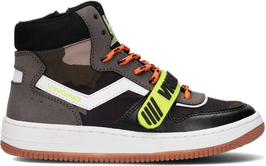 Vingino Rens Mid Velcro Hoge sneakers Leren Sneaker Jongens Kids Groen