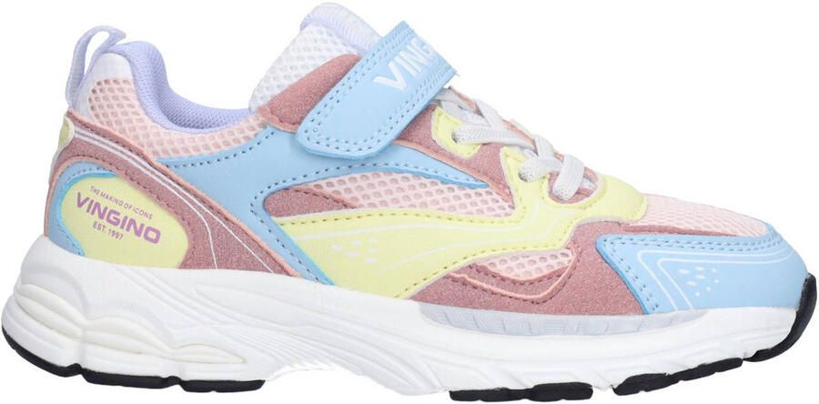 Vingino VIN826032-770 Meisjes Lage Sneakers Roze Leer Suède Veters Met Klittenband