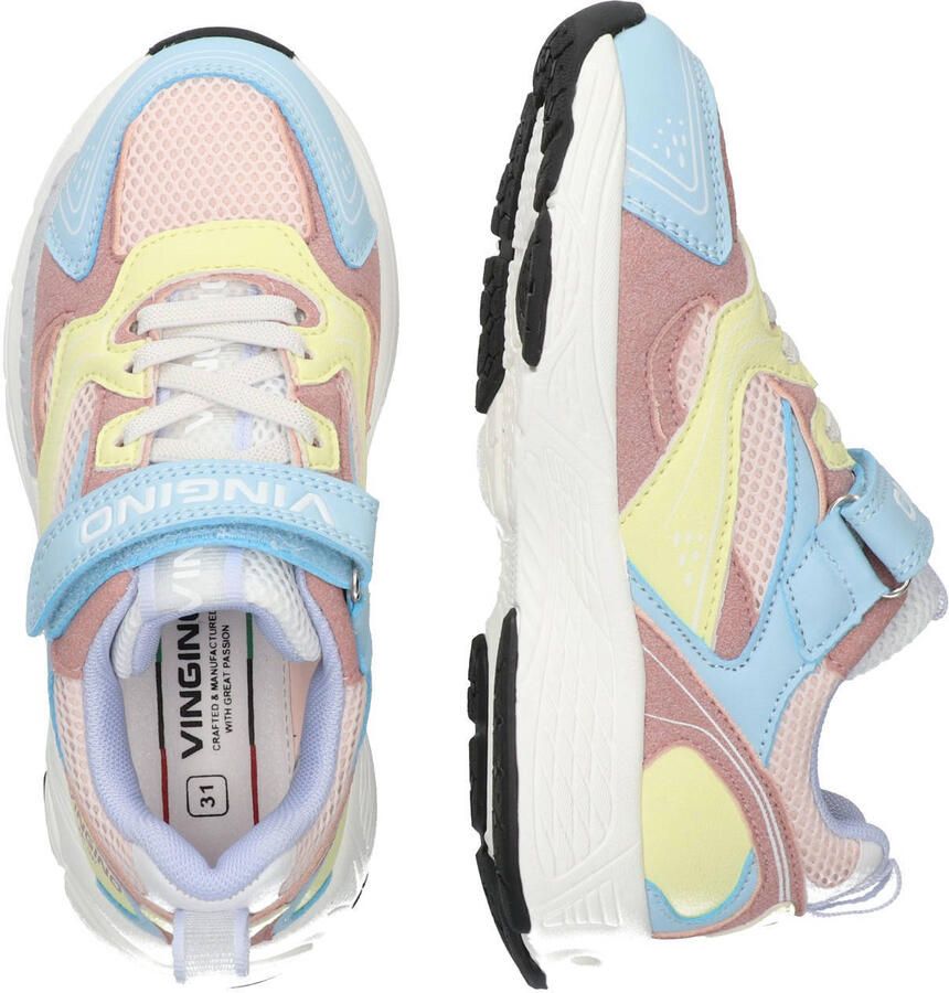 Vingino VIN826032-770 Meisjes Lage Sneakers Roze Leer Suède Veters Met Klittenband - Foto 2