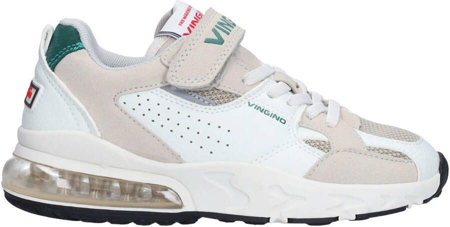 Vingino VIN826001-701 Jongens Lage Sneakers Wit Leer Veters Met Klittenband