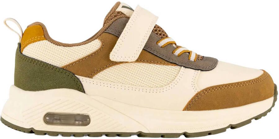 Vty chunky imitatieleren sneakers beige oker groen