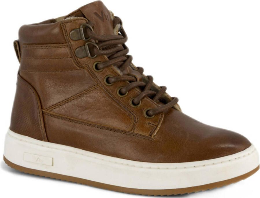 Vty gevoerde leren sneakers bruin