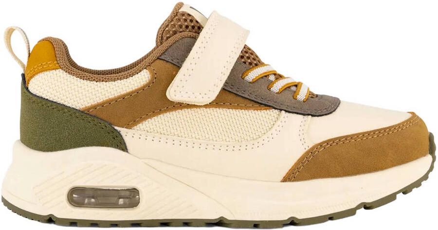 Vty imitatieleren sneakers ecru camel