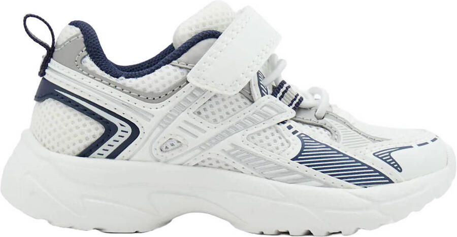 Vty imitatieleren sneakers wit donkerblauw