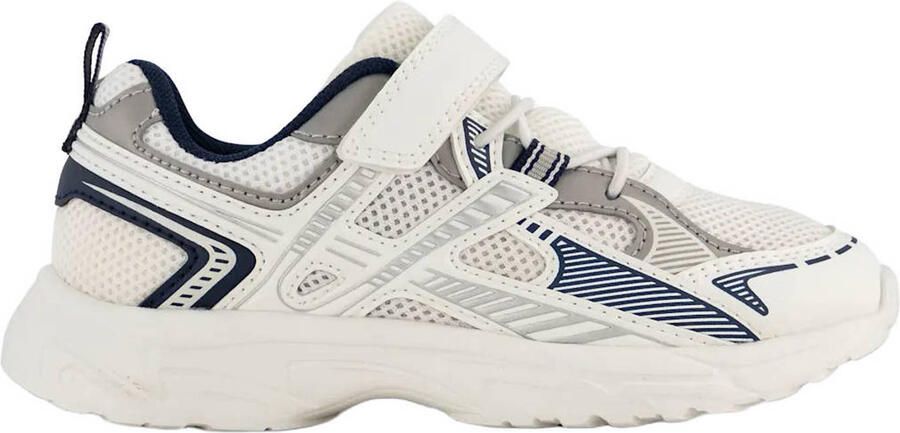 Vty imitatieleren sneakers wit donkerblauw