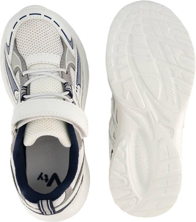 Vty imitatieleren sneakers wit donkerblauw - Foto 2