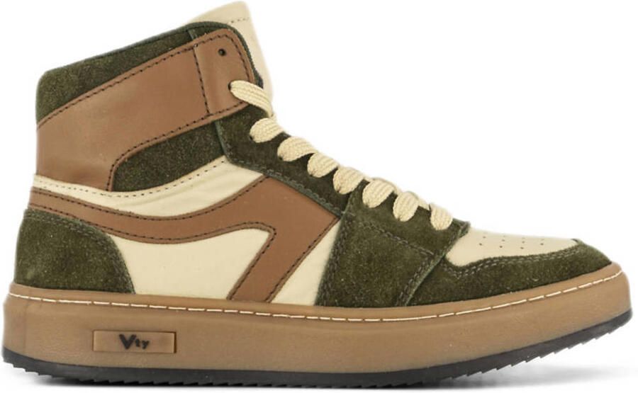 Vty leren sneakers groen beige