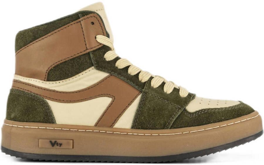 Vty leren sneakers groen beige - Foto 2