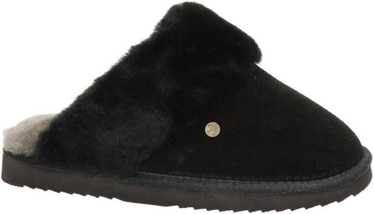 Warmbat Australia suède pantoffels zwart