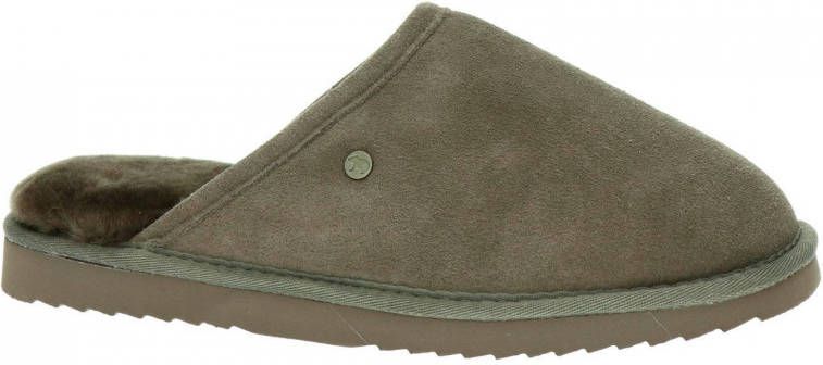 Warmbat Australia gevoerde suède pantoffels taupe - Foto 2