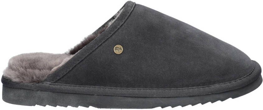 Warmbat Australia gevoerde suède pantoffels antraciet