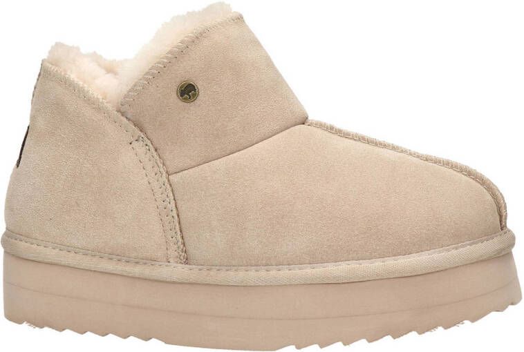 Warmbat Australia Willow Plateau suède pantoffels beige