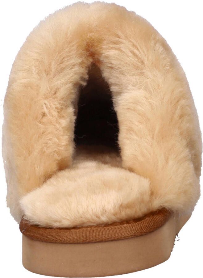 Warmbat Australia suède pantoffels met panterprint cognac zwart