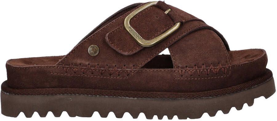 Warmbat Australia suède slippers met plateauzool bruin