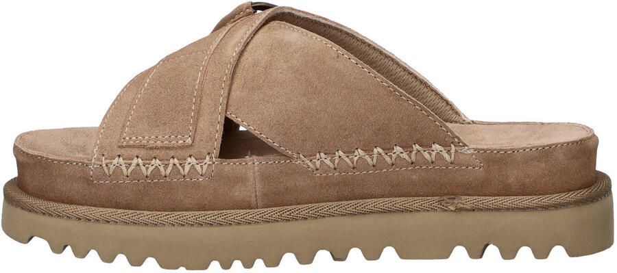 Warmbat Australia suède slippers met plateauzool zand - Foto 3