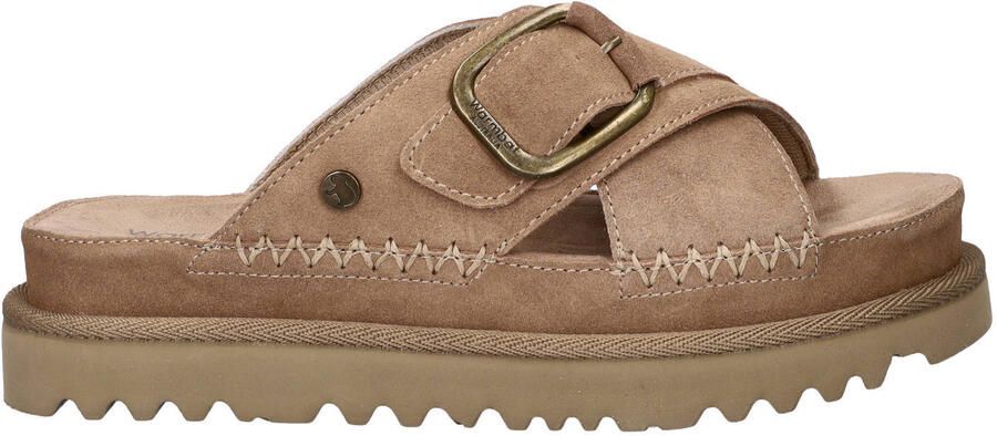 Warmbat Australia suède slippers met plateauzool zand