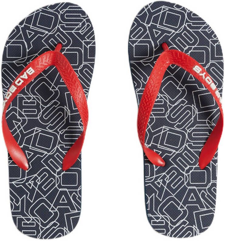 WE Fashion teenslippers blauw rood Jongens Rubber 34 35
