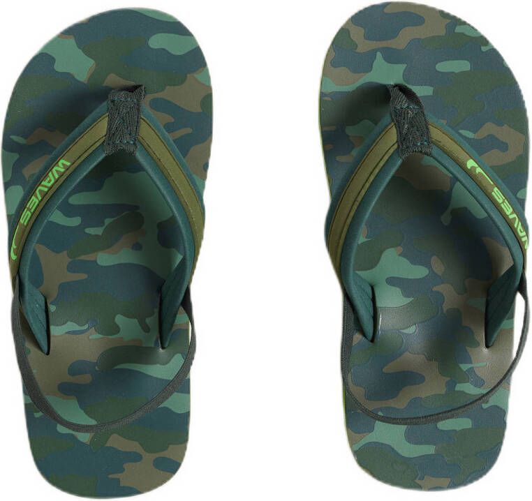 WE Fashion teenslippers groen Jongens Rubber 34 35