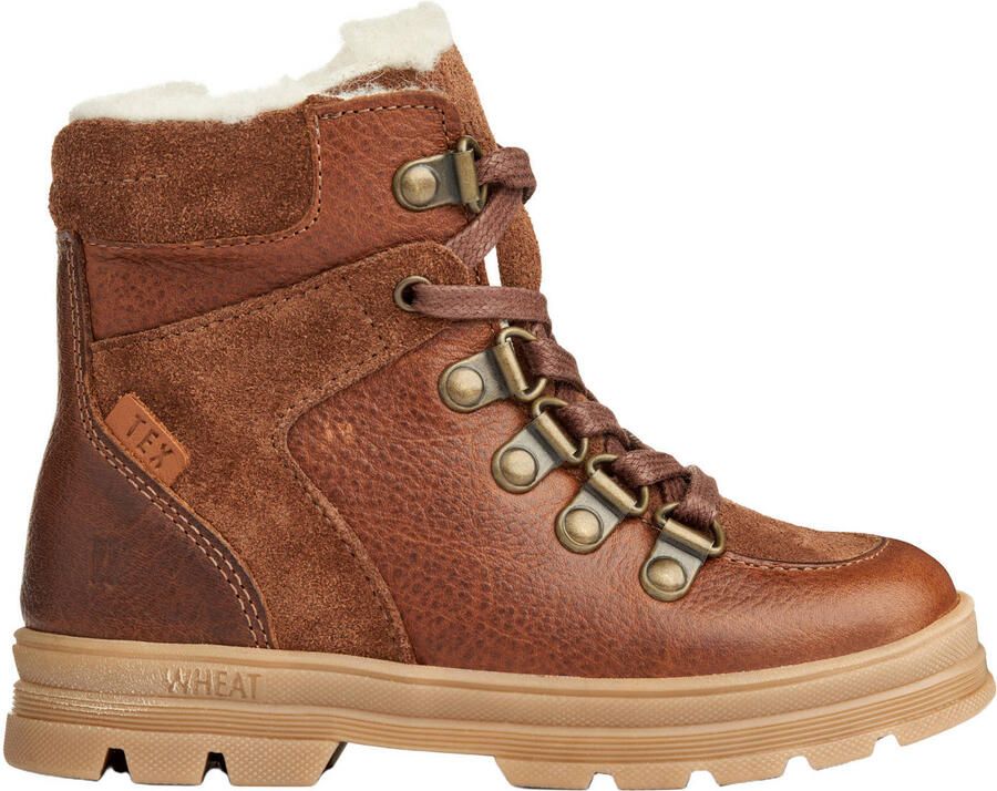 Wheat leren enkelboots met profielzool cognac