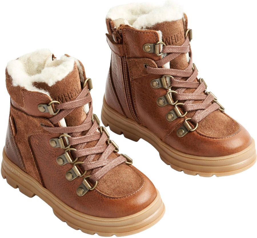 Wheat leren enkelboots met profielzool cognac - Foto 2