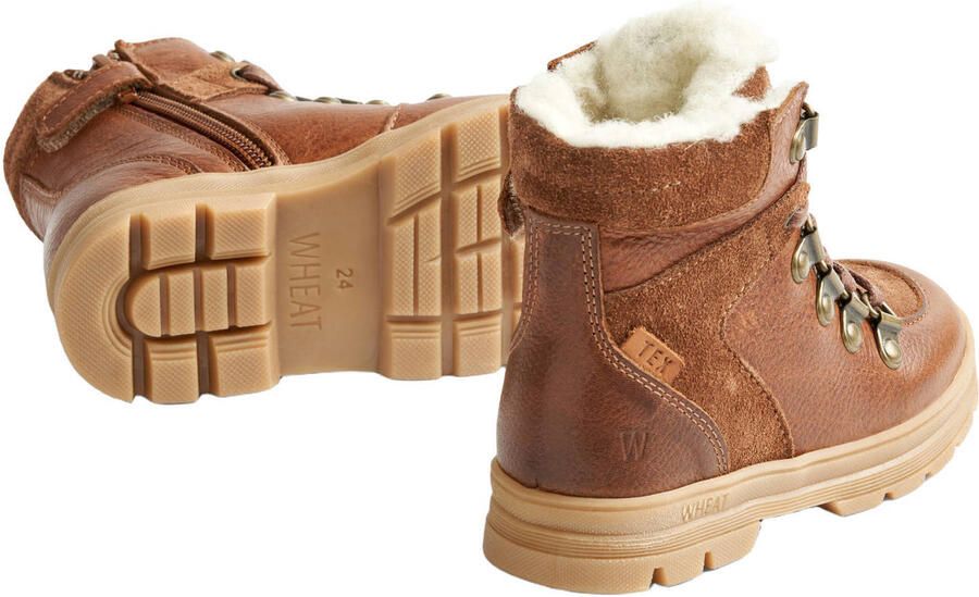 Wheat leren enkelboots met profielzool cognac - Foto 3