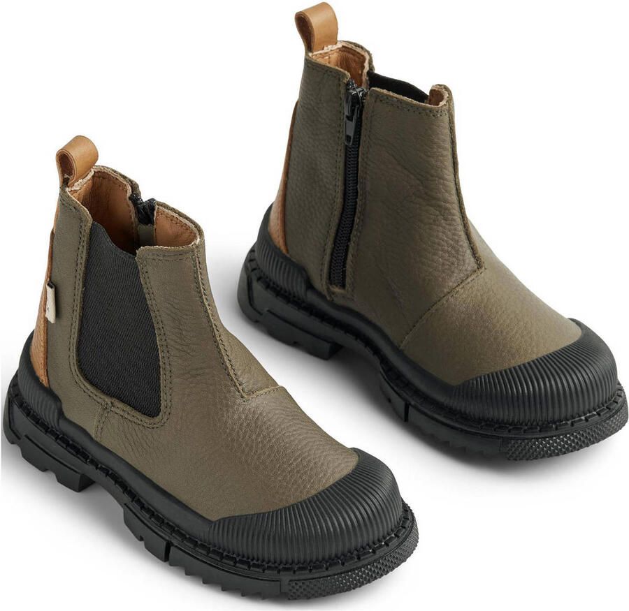 Wheat Saida Tex leren chelsea boots groen