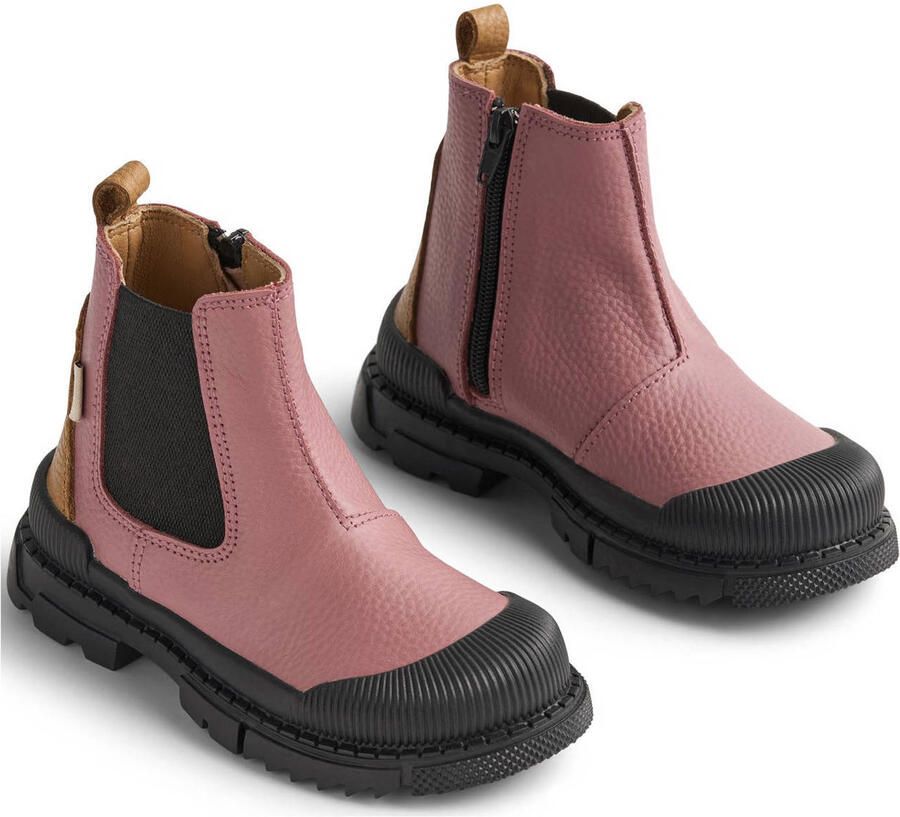 Wheat Saida Tex leren chelsea boots roze