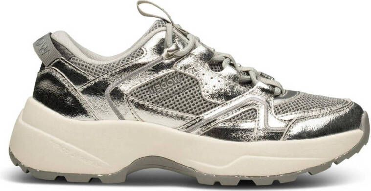 Woden chunky leren sneakers zilver