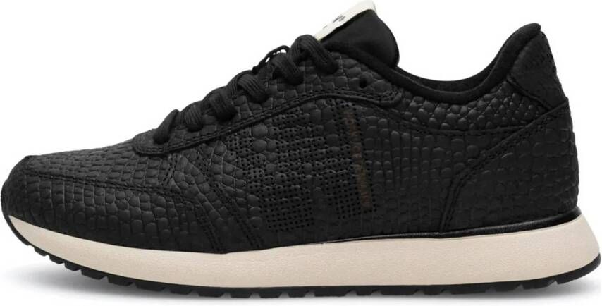 Woden Ronja Croco leren sneakers met crocoprint zwart