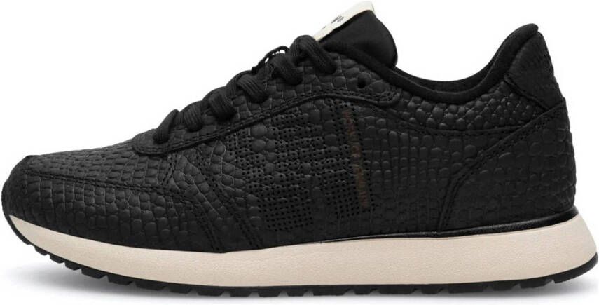 Woden Ronja Croco leren sneakers met crocoprint zwart