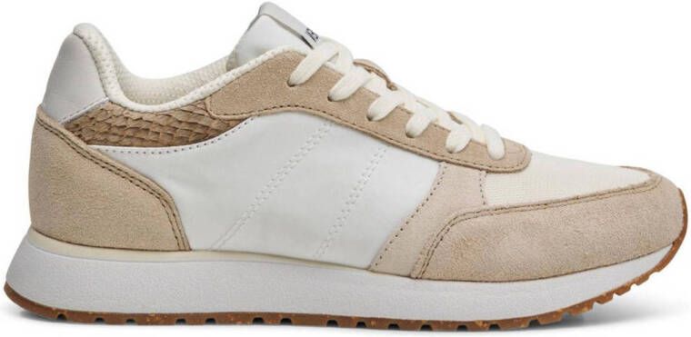 Woden Kleur-geblokkeerde leren sneakers met kurkzool White Dames