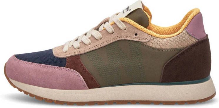 Woden Ronja suède sneakers groen paars bruin