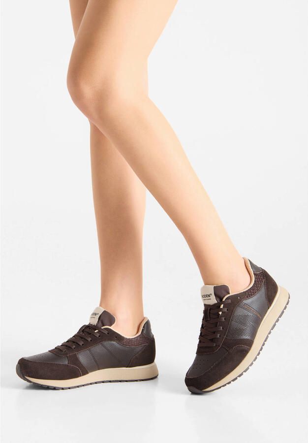 Woden Ronja Mix Sneakers Dames Leren Sneaker Bruin - Foto 9