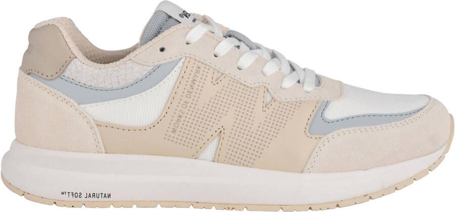 Woden Beige Suède Lage Sneakers met Reflecterende Details
