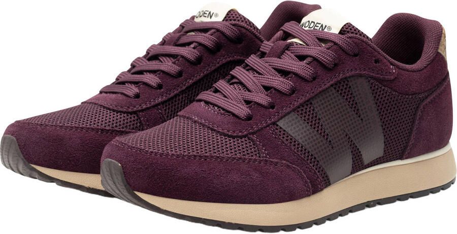 Woden Ydun Icon II leren sneakers aubergine - Foto 3