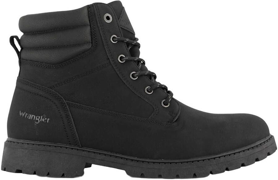 Wrangler suède veterboots met profielzool zwart