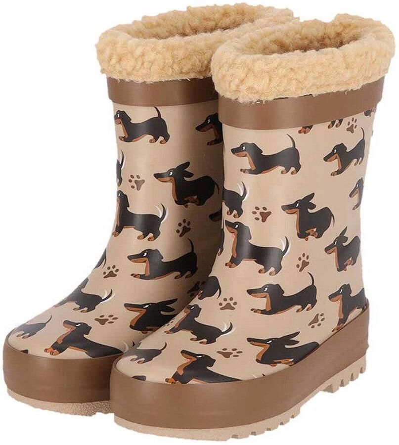 XQ Regenlaarzen dierenprint kids Fake fur voering