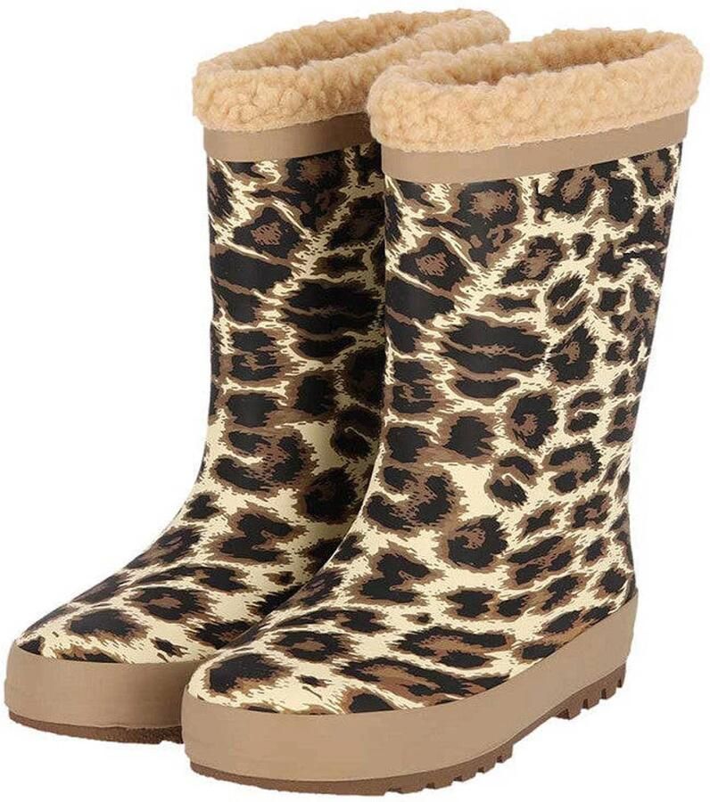 XQ Regenlaarzen dierenprint kids Fake fur voering