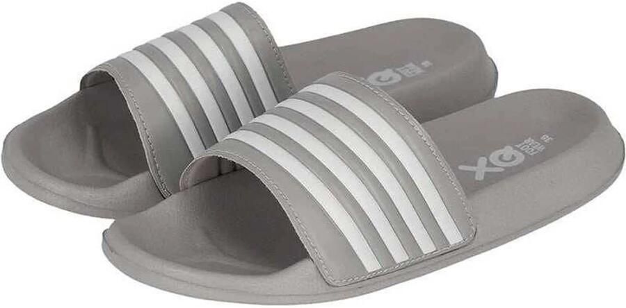 XQ Footwear XQ Slippers Dames Stripes Grijs Badslippers dames Gevormd voetbed