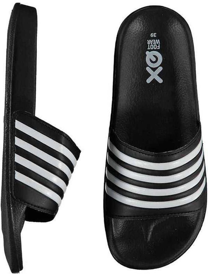 XQ Footwear XQ Slippers Dames Stripes Navy Badslippers dames Gevormd voetbed - Foto 2