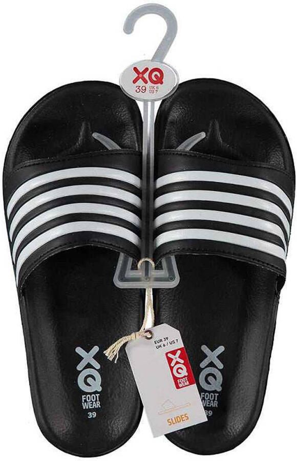 XQ Footwear XQ Slippers Dames Stripes Navy Badslippers dames Gevormd voetbed - Foto 3