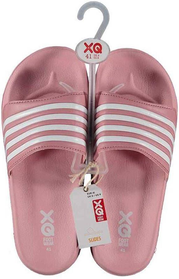 XQ Footwear XQ Slippers Dames Stripes Fuchsia Badslippers dames Gevormd voetbed - Foto 3