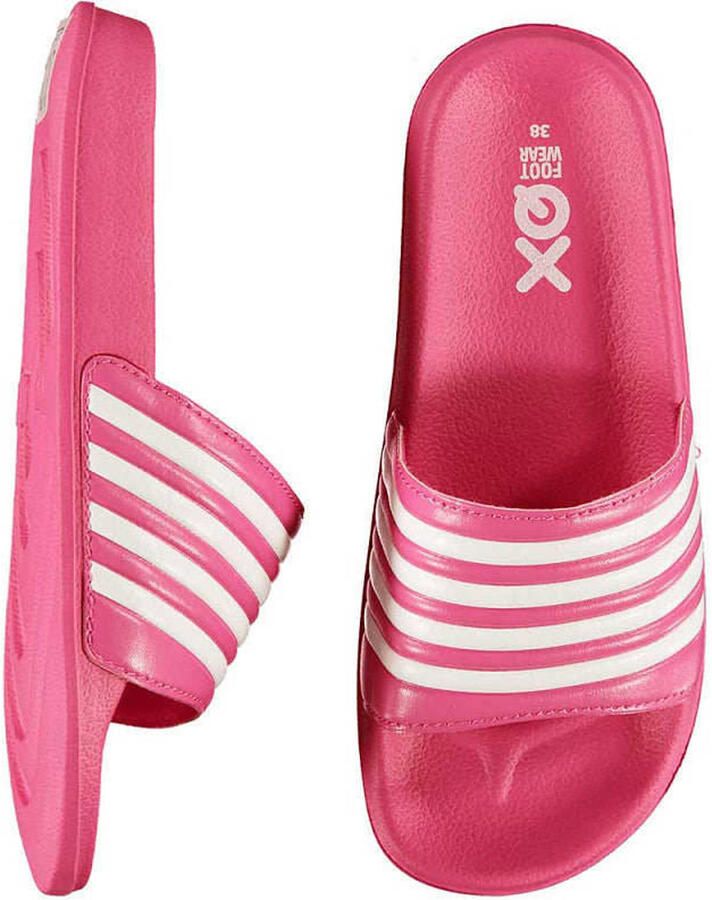 XQ Footwear XQ Slippers Dames Stripes Roze Badslippers dames Gevormd voetbed - Foto 2
