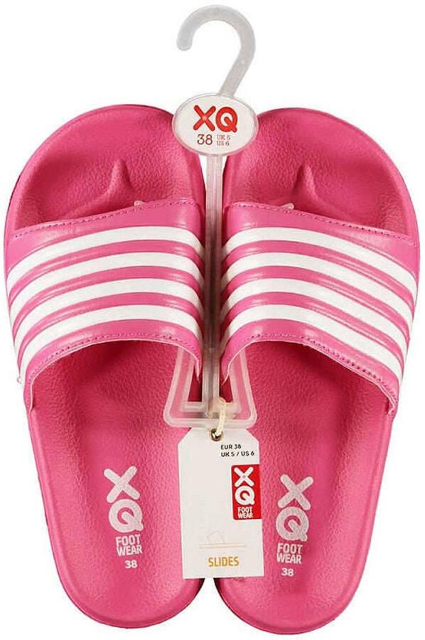 XQ Footwear XQ Slippers Dames Stripes Roze Badslippers dames Gevormd voetbed - Foto 3
