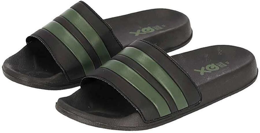 XQ Footwear XQ Slippers Heren Stripes Zwart Army Badslippers heren