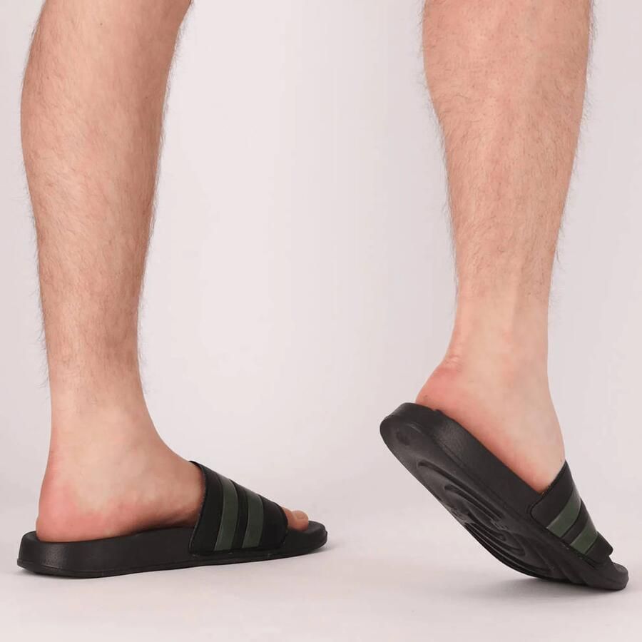 XQ Footwear XQ Slippers Heren Stripes Zwart Army Badslippers heren - Foto 2